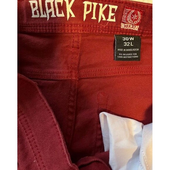 Black Pike Men's Jeans 30x32  Burnt Orange Embroidered Goth Punk Halloween - Picture 7 of 12